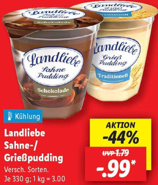 Landliebe Sahne-/ Grieẞpudding 330 g Angebot bei Lidl
