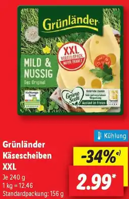 Lidl Grünländer Käsescheiben XXL Angebot