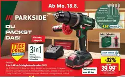 Lidl PARKSIDE 3-in-1-Akku-Schlagbohrschrauber 20 V Angebot