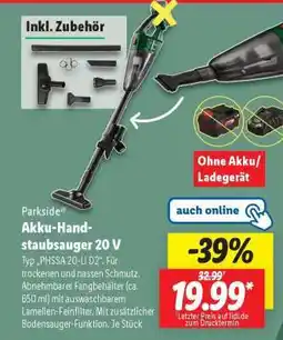 Lidl Akku-Handstaubsauger 20 V Angebot