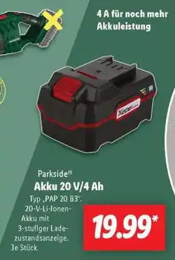 Lidl PARKSIDE Akku 20 V/4 Ah Angebot