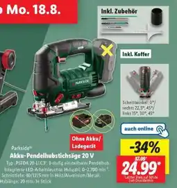 Lidl PARKSIDE Akku-Pendelhubstichsäge 20 V Angebot