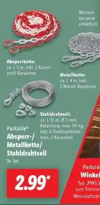 Lidl Parkside Absperr-/Metallkette/Stahldrahtseil Angebot