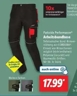 Lidl PARKSIDE PERFORMANCE Arbeitsbundhose Angebot