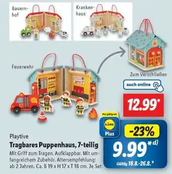 Lidl Playtive Tragbares Puppenhaus, 7-teilig Angebot