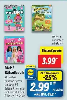 Lidl Mal-/Rätselbuch Angebot