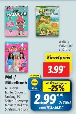 Lidl Mal-/Rätselbuch Angebot