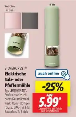 Lidl SILVERCREST Elektrische Salz- oder Pfeffermühle Angebot