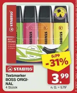 Famila Nord Ost STABILO Textmarker BOSS ORIGINAL 4 Stück Angebot