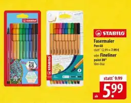Famila Nord Ost STABILO Fasermaler Pen 68 oder Fineliner point 88 Angebot