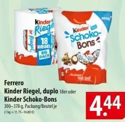 Famila Nord Ost Ferrero Kinder Riegel, duplo 18er oder Kinder Schoko-Bons Angebot