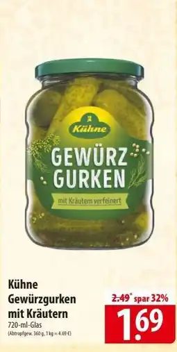 Famila Nord Ost Kühne Gewürzgurken mit Kräutern Angebot