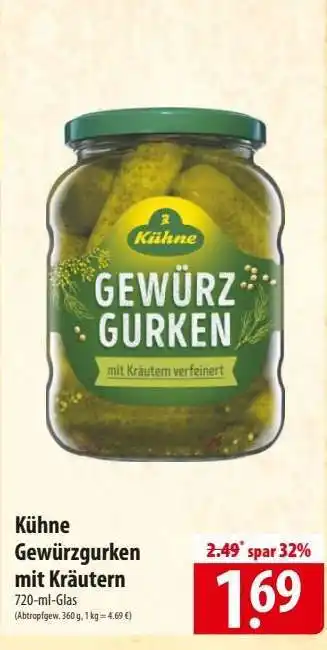 Famila Nord Ost Kühne Gewürzgurken mit Kräutern Angebot