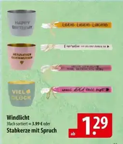 Famila Nord Ost Windlicht oder Stabkerze mit Spruch Angebot