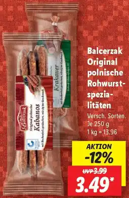 Lidl Balcerzak Original polnische Rohwurstspezialitäten Angebot