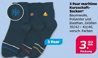 NETTO 3 Paar maritime Kurzschaft Socken Angebot