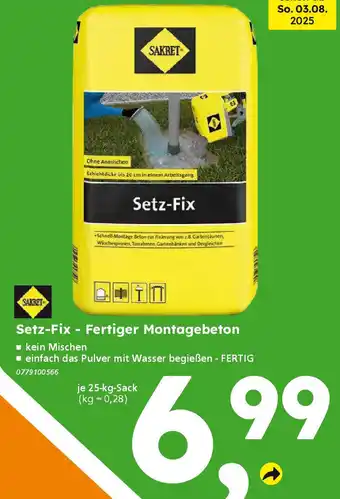 Globus Baumarkt SAKRET Setz-Fix - Fertiger Montagebeton Angebot