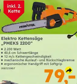 Globus Baumarkt PRIMASTER Elektro Kettensäge ,,PMEKS 2200" Angebot