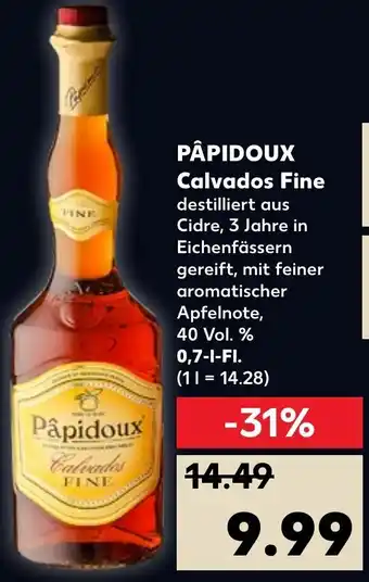 Kaufland Pâpidoux Calvados Fine 0,7L Angebot