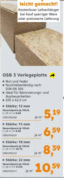 Globus Baumarkt OSB 3 Verlegeplatte Angebot