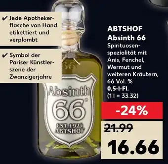 Kaufland Abtshof Absinth 66, 0,5L Angebot