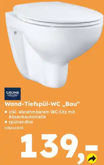 Globus Baumarkt GROHE Wand-Tiefspül-WC ,,Bau" Angebot