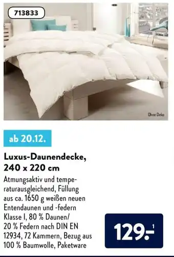 Aldi Nord Luxus Daunendecke 240x220 cm Angebot