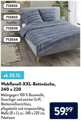 Aldi Nord Webflanell XXL Bettwäsche 240x220 Angebot