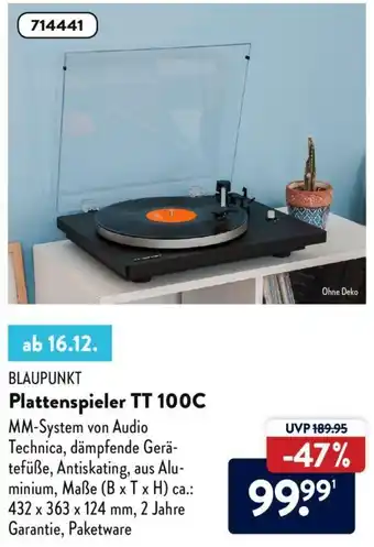 Aldi Nord Blaupunkt Plattenspieler TT 100C Angebot