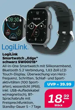 NETTO LogiLink Smartwatch ,,Edge" schwarz SW0001B Angebot