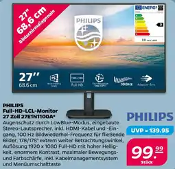 NETTO PHILIPS Full-HD-LCL-Monitor 27 Zoll 27E1N1100A Angebot