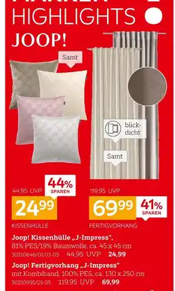 XXXLutz Joop! kissenhülle „j-impress“ oder fertigvorhang „j-impress“ Angebot