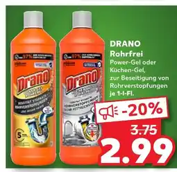 Kaufland Drano rohrfrei power-gel Angebot