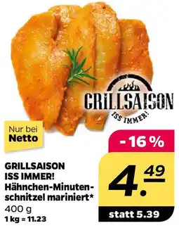 NETTO GRILLSAISON ISS IMMER! Hähnchen-Minutenschnitzel mariniert Angebot