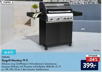 Aldi Nord Fireking Gasgrill Monthey IV S Angebot