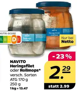NETTO NAVITO Heringsfilet oder Rollmops Angebot