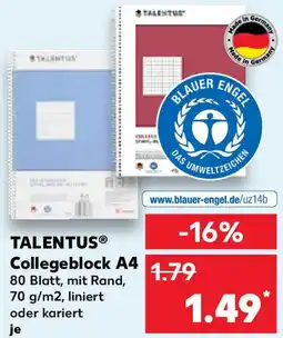 Kaufland TALENTUS Collegeblock A4 Angebot