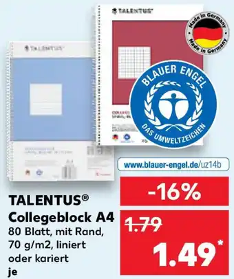Kaufland TALENTUS Collegeblock A4 Angebot