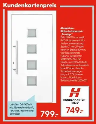 Hellweg Aluminium-sicherheitshaustür prestige Angebot
