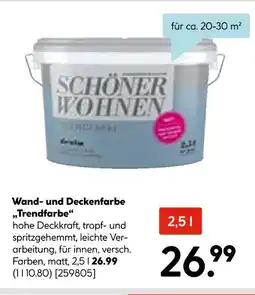 Hellweg Schöner wohnen trendfarbe wand- und deckenfarbe Angebot