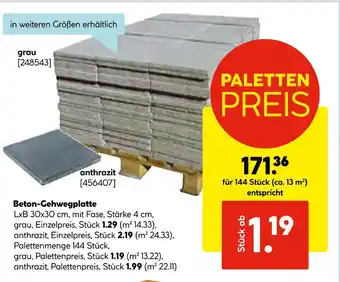 Hellweg Beton-gehwegplatte grau Angebot