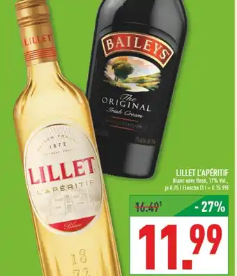 Marktkauf Lillet lillet l'apéritif blanc oder rosé Angebot