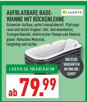 Marktkauf Juskys aufblasbare badewanne mit rückenlehne Angebot