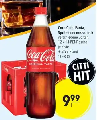 CITTI Markt Coca-Cola, Fanta, Sprite oder mezzo mix Angebot
