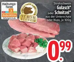 Edeka Strohschwein Gulasch oder Schnitzel Angebot
