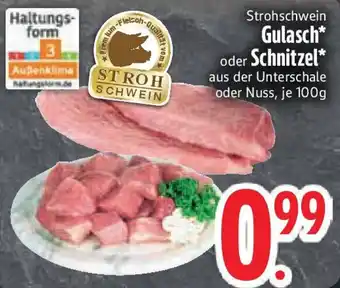Edeka Strohschwein Gulasch oder Schnitzel Angebot