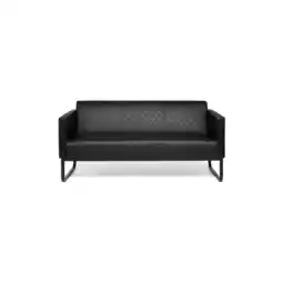 Netto Marken-Discount hjh OFFICE Lounge Sofa ARUBA BLACK Kunstleder mit Armlehnen Angebot