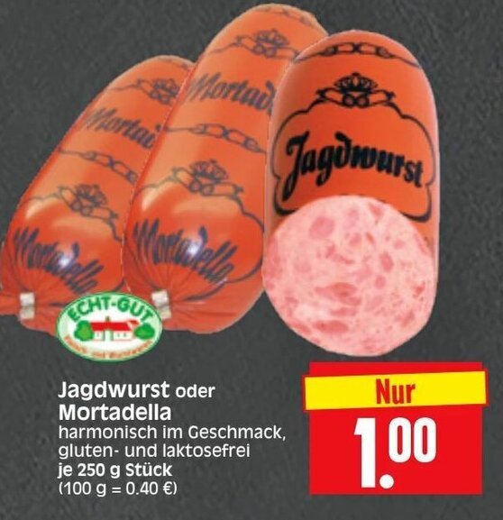 Jagdwurst oder Mortadella 250g Angebot bei Edeka Herkules