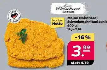 NETTO Meine Fleischerei Schweineschnitzel paniert Angebot