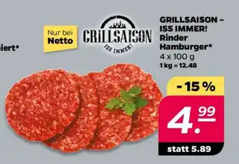 NETTO GRILLSAISON – ISS IMMER! Rinder Hamburger Angebot